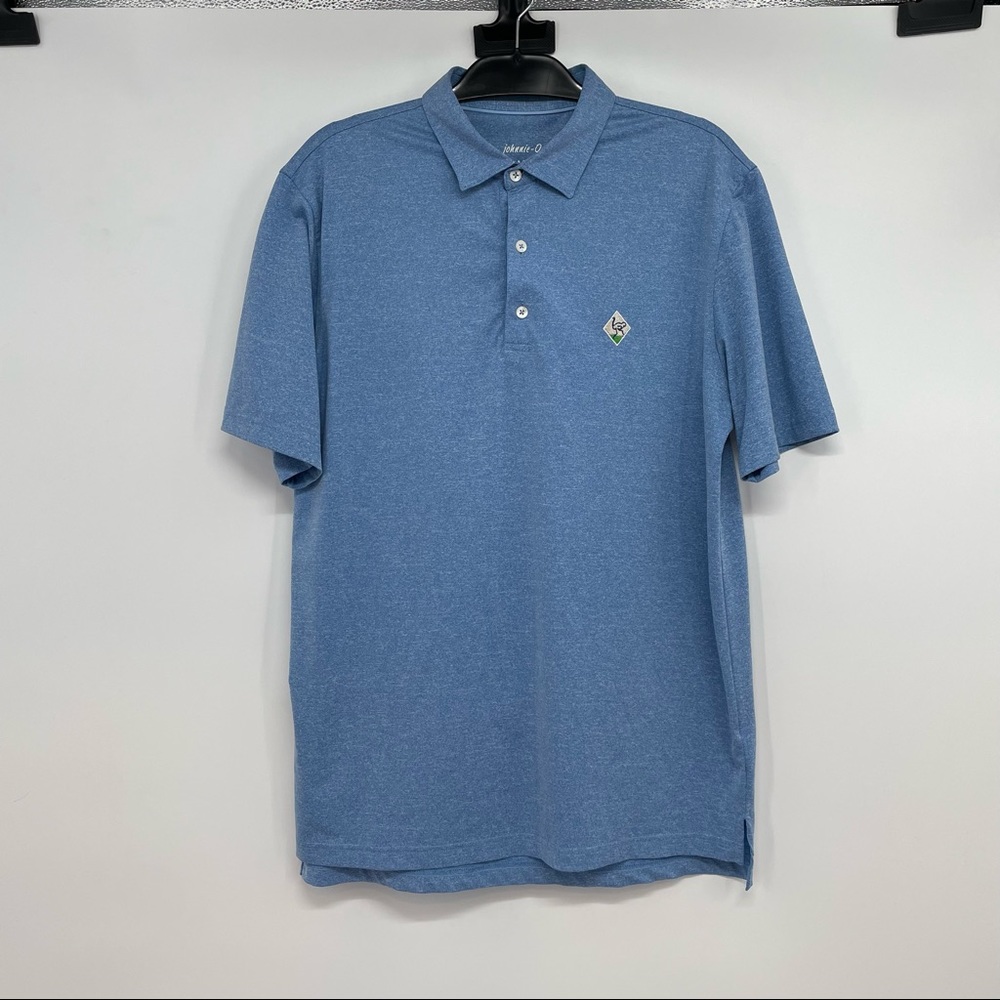 Men's johnnie-O Polyester Blue Polo Golf Shirt Medium